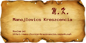 Manojlovics Kreszcencia névjegykártya